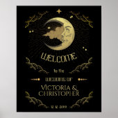 Celestial Moon & Stars Imitate Goldene Hochzeit Wi Poster (Vorne)