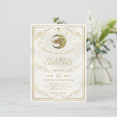 Celestial Moon & Stars Imitate Goldhochzeit Einladung (Stehend Vorderseite)