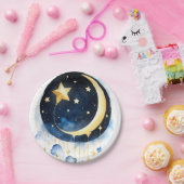 Celestial Moon Stars Kinderdusche Thema Wasserfarb Pappteller (Party)
