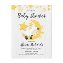 Celestial Moon Stars & Lamb Baby Dusche Einladung