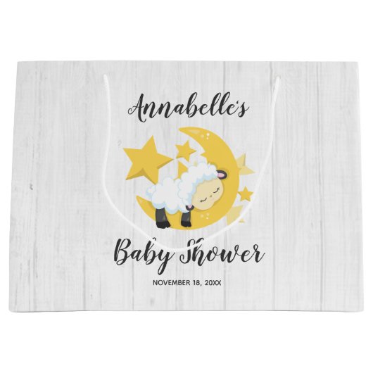 Celestial Moon Stars & Lamb Baby Dusche Große Geschenktüte (Vorderseite)