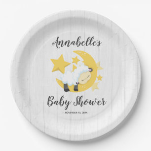 Celestial Moon Stars & Lamb Baby Dusche Pappteller
