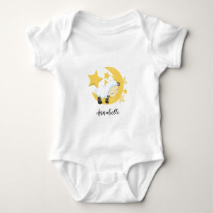 Celestial Moon Stars & Lamb Baby Monogram Strampler