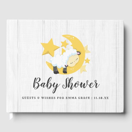 Celestial Moon Stars & Lamb Wünsche für Babydusche Gästebuch (Vorderseite)