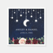 Celestial Moon Stars Lights Floral Wedding Serviette (Vorderseite)