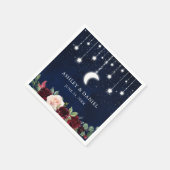 Celestial Moon Stars Lights Floral Wedding Serviette (Ecke)