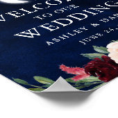 Celestial Moon Stars Lights Floral Wedding Willkom Poster (Ecke)