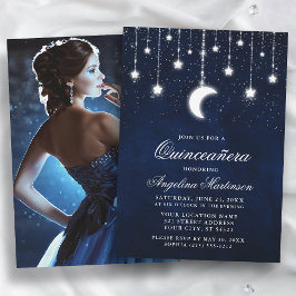 Celestial Moon Stars Lights Foto Quinceanera Einladung