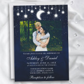 Celestial Moon Stars Lights Foto Wedding Einladung