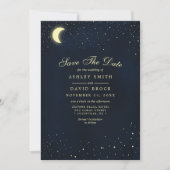 Celestial Moon Stars Midnight Blue Save the Date (Vorderseite)