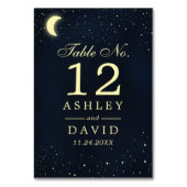 Celestial Moon Stars Midnight Blue Tischnummer (Vorderseite)