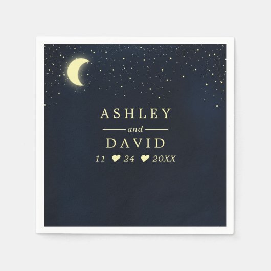 Celestial Moon Stars Midnight Blue Wedding Serviette (Vorderseite)