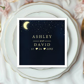 Celestial Moon Stars Midnight Blue Wedding Serviette