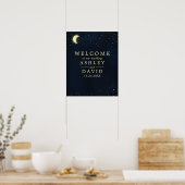 Celestial Moon Stars Midnight Blue Wedding Willkom Poster (Küche)