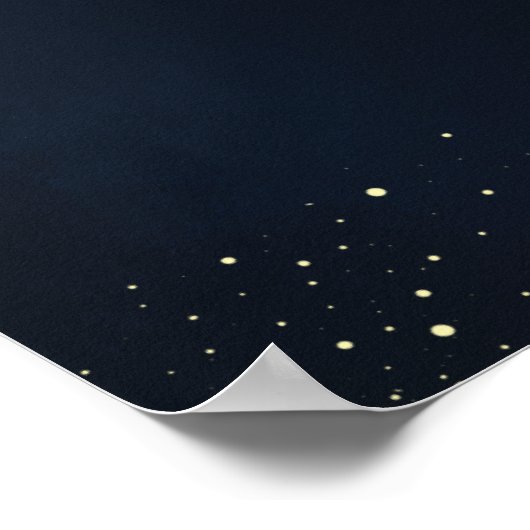 Celestial Moon Stars Midnight Blue Wedding Willkom Poster (Ecke)