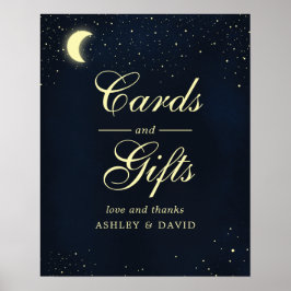 Celestial Moon Stars Mitternacht Blue Cards & Gesc Poster