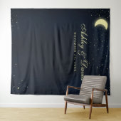 Celestial Moon Stars Mitternacht Blue Foto Hinterg Wandteppich (Beispiel (Horizontal))