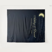 Celestial Moon Stars Mitternacht Blue Foto Hinterg Wandteppich (Vorderseite (Horizontal))