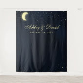 Celestial Moon Stars Mitternacht Blue Foto Hinterg Wandteppich (Vorderseite)