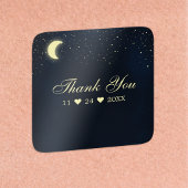 Celestial Moon Stars Mitternacht Blue Vielen Dank Quadratischer Aufkleber