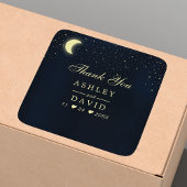 Celestial Moon Stars Mitternacht Hochzeit Vielen D Quadratischer Aufkleber