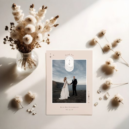 Celestial Moon Stars Monogram Boho Danke Foto