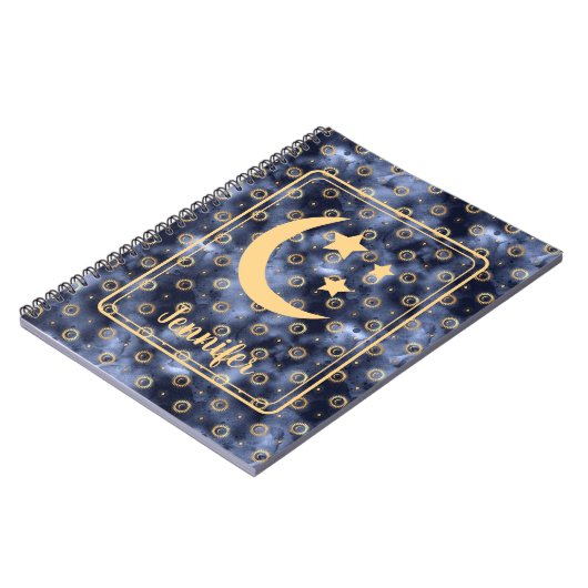 Celestial Moon Stars Navy Notizblock (Linke Seite)