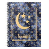 Celestial Moon Stars Navy Notizblock (Vorderseite)