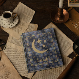 Celestial Moon Stars Navy Notizblock