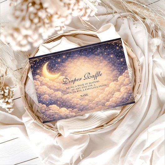 Celestial Moon Stars Neutral Diapper Raffle  Begleitkarte