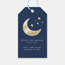 Celestial Moon & Stars Over the Moon Baby Shower  Geschenkanhänger