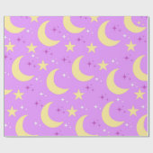 Celestial Moon Stars Pattern Geschenkpapier (Flach)