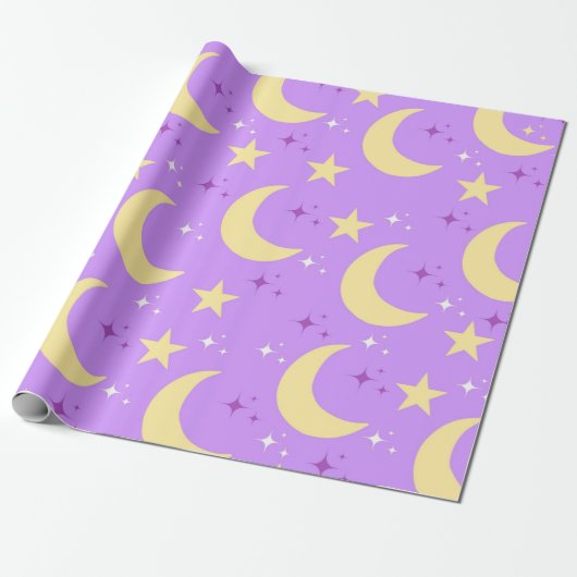 Celestial Moon Stars Pattern Geschenkpapier (Ungerollt)