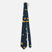 Celestial Moon & Stars Pattern – Midnight Krawatte (Vorderseite)