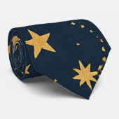 Celestial Moon & Stars Pattern – Midnight Krawatte (Gerollt)