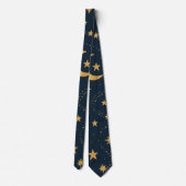 Celestial Moon & Stars Pattern – Midnight Krawatte (Rückseite)