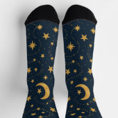 Celestial Moon & Stars Pattern – Midnight Socken (Oben)