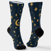 Celestial Moon & Stars Pattern – Midnight Socken (Gewinkelt)
