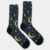 Celestial Moon & Stars Pattern – Midnight Socken (Rechts)
