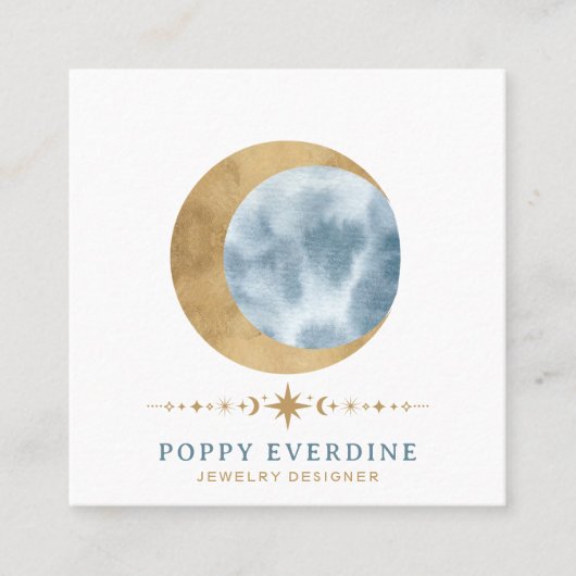 Celestial Moon Stars Quadratische Visitenkarte (Vorderseite)