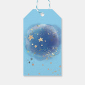 Celestial Moon Stars, Royal Blue And Gold Abstract Geschenkanhänger (Rückseite)