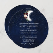 Celestial Moon Stars Runde Hochzeit Einladung (Vorne/Hinten)