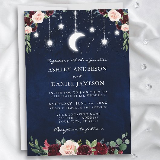Celestial Moon Stars String Lights Hochzeit Einladung