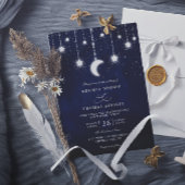 Celestial Moon Stars String Lights QR Code Wedding Einladung
