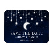 Celestial Moon Stars String Lights Save the Date Magnet (Horizontal)