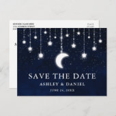 Celestial Moon Stars String Lights Save the Date Postkarte (Vorne/Hinten)