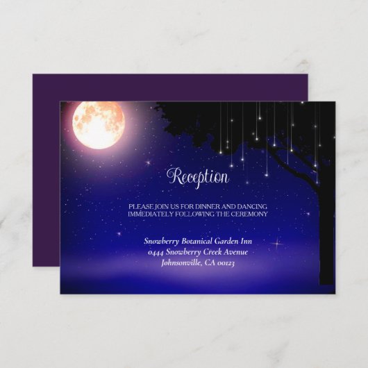 Celestial Moon Stars String Lights Wedding Begleitkarte (Vorne/Hinten)