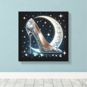 Celestial Moon, Stilettos, Diamant geformt Herz Leinwanddruck (Insitu (Holzboden))