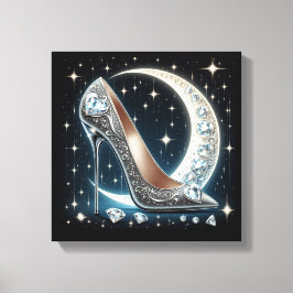 Celestial Moon, Stilettos, Diamant geformt Herz Leinwanddruck