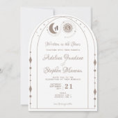 Celestial Moon & Sun Monogram Wappen UAWG QR Code Einladung (Vorderseite)